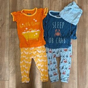 Kickee Pants Orange and Blue Kids Pajama Set